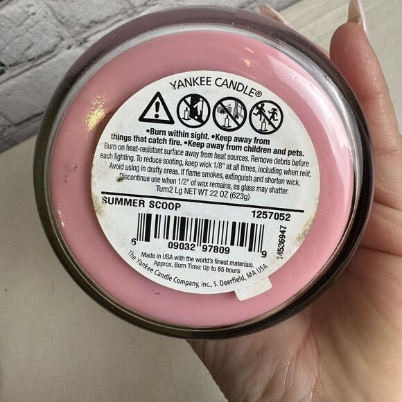 Yankee Candle SUMMER SCOOP 22 oz.‎ Original Large Single Wick Jar PARTIAL BURN - Picture 4 of 4